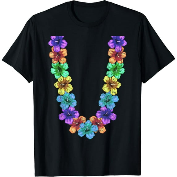 Colorful Flower Chain Tropical Summer Vacation Hawaii Lei T-Shirt, F907 Tshirt All Size S-5XL