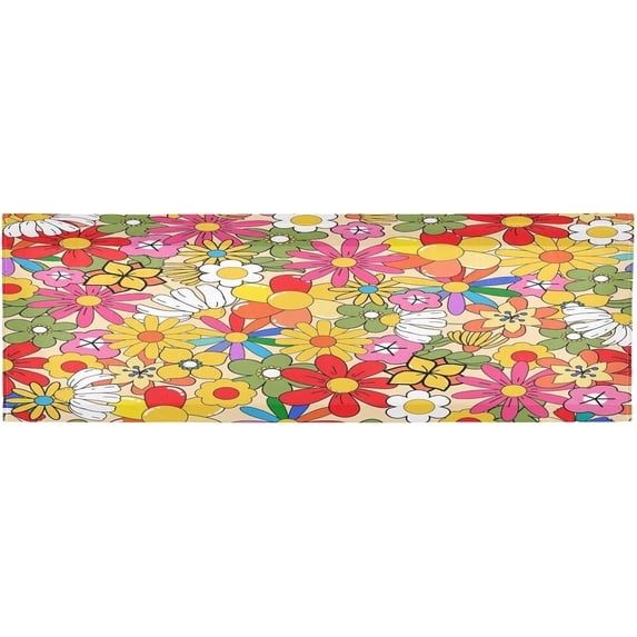 Colorful Flower Curtain Valance for Kitchen Windows/Bathroom/Living Room/Bedroom Blackout, Rod Pocket Valance Small Window Treatment, 54" W x 18" L Home Decor