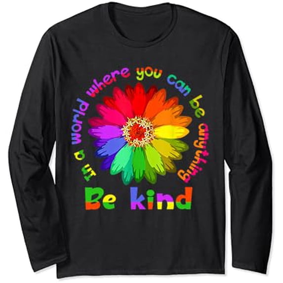 Colorful Flower Design Long Sleeve T-Shirt for Unity Day - Spread Kindness
