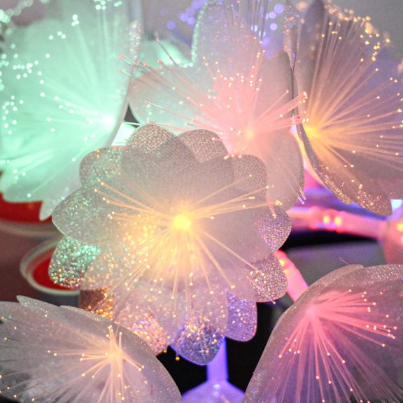 Colorful Flower Fibre Optic Fairy Lights,20LED Starburst Firework String Lights,14 FT Waterproof Fairy Lights Battery Operated for Indoor Outdoor Wedding, Christmas,Garden,Party Decoration