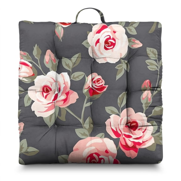 Colorful Flower Floor Pillow 22 Inch Large Square Cushion, Abstract Watercolor Design, Soft for Meditation & Balcony