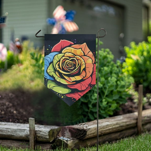 Colorful Flower Garden Flag 18" x 12.5" Double Sided Yard Lawn Outdoor Decor Small Yard Flags