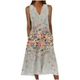 thumbnail image 1 of Colorful Flower Graphic Loose Fit for Women Fall Summer Sleeveless Vneck Maxi Long Beach Casual Hawaiian Tropical Dress Sundresses Ladies Button 2025 Clothing XXL, 1 of 1