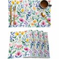 thumbnail image 1 of Colorful Flower Green Leaves Seamless Placemats Set of 4,Wipeable Washable Table Mats for Dining Tables,Farm Wildflower Place Mats for Kitchen Event Party Tabletop Decor, 1 of 7