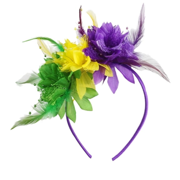 Colorful Flower Hairband Festival Props Hairhoop For Women Girl with Flower Design for Mardi Gras Theme Event