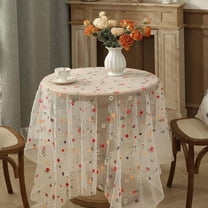 Colorful Flower Lace Tablecloth Embroidered Lace Table Cover, Classic Dustproof Table Protector for Kitchen Dining Room Party Wedding Banquet Home Decoration
