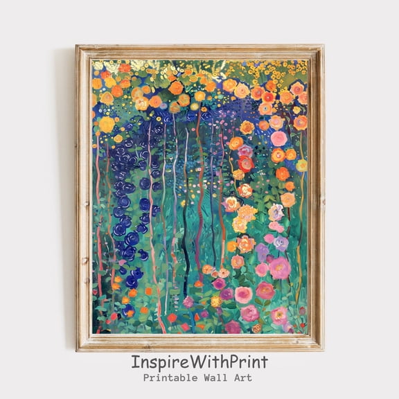 Colorful Flower Landscape , Spring Floral Wall Art, Abstract Flower Garden Art Print, Summer Garden Wall Art, Size 8x12 UNFFRAMED F03.1.5l1839