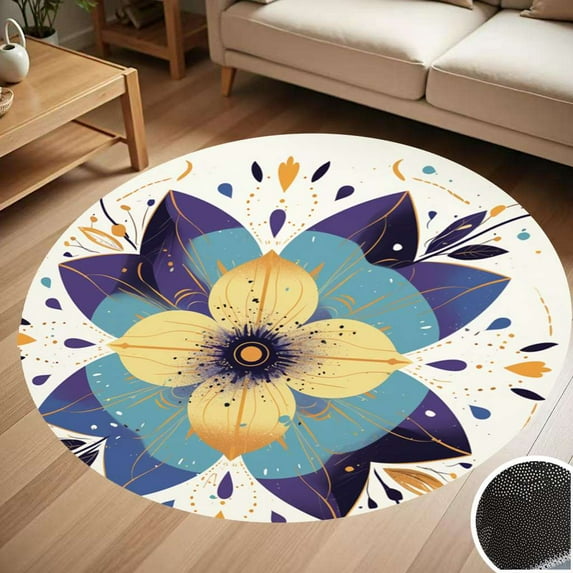 Colorful Flower Mandala Round Carpet Living Room Bedroom Home Decoration Coffee Table Mat Lounge Rug Chair Mats