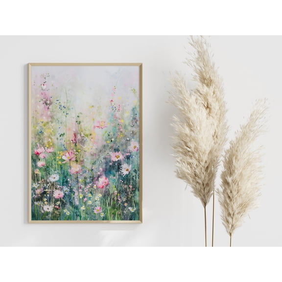Colorful Flower Meadow Abstract Poster Spring Decoration Fresh Room Decoration Floral Art Flower Poster Print Poster, Poster Only