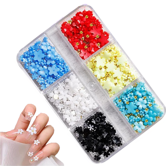 Colorful Flower Nail Charms， for Nails Art Accessories Supplies DIY Jewelry Crafts
