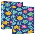 thumbnail image 1 of Colorful Flower Pattern 12.4x10.6in PVC Round Ring Binders, 2-Pack, D-Ring 3-Hole, Metal Clip, 1 of 10