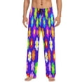 thumbnail image 1 of Colorful Flower Pattern Men's Lightweight Pajama Bottoms Stretch Elastic Waist Side Pockets Spring Fall, 1 of 7