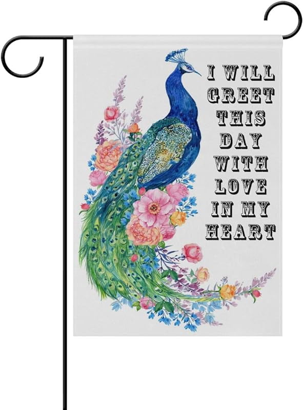 Colorful Flower Peacock Garden Flag Small Yard Flag Double Sided Print Polyester Fiber Welcome House Flag Banner Seasonal Holiday Home Indoor Outdoor Patio Lawn Garden Party Decor Flag