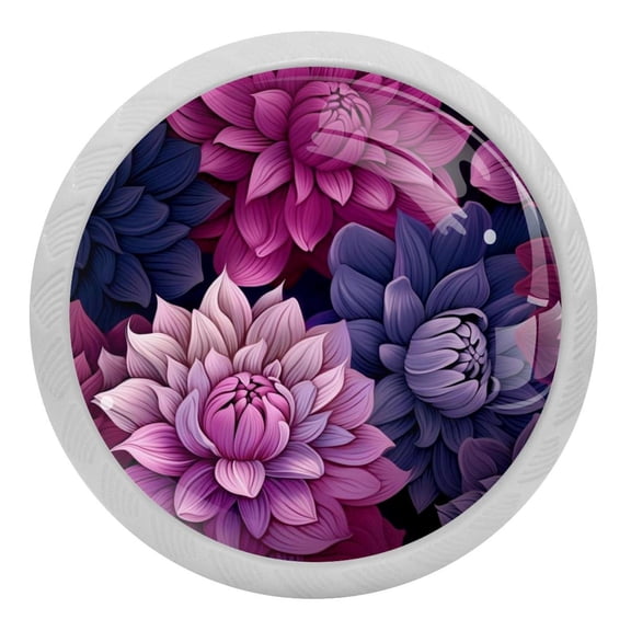 Colorful Flower Petals Crystal Glass Drawer Knob Pull Ergonomic 30mm Circle Glowing Furniture Cabinet Handle for Kitchen Dresser Cupboard Wardrobe