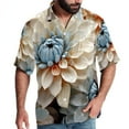 Colorful Flower Petals Prints Men Casual Button Down Shirts, Short