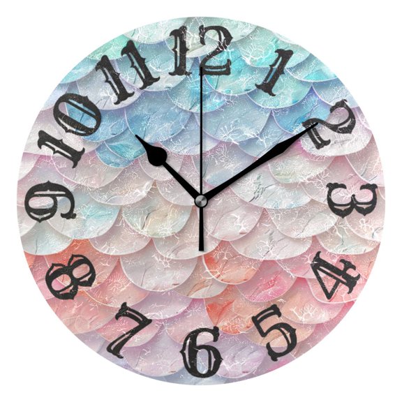 Colorful Flower Scales 10 inch Wall Clocks Non Ticking Easy to Read Battery Decorative for Home Bathroom Kitchen Bedroom Living Room