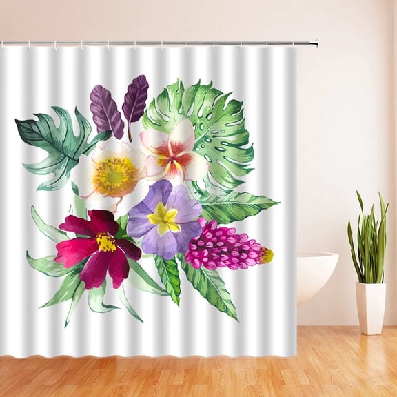Colorful Flower Shower Curtain Bath Curtains Bathroom Waterproof Polyester Bathtub Screen With 12pcs Hook 180 x180cm 180 x 200cm