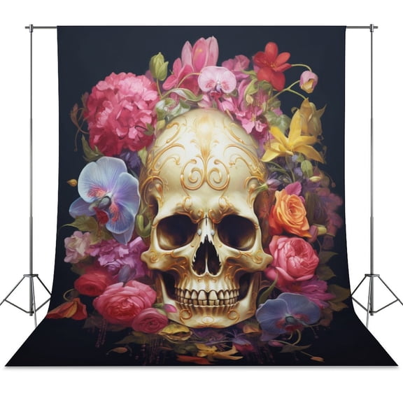 Colorful Flower Skull Backdrops for Photography Kids Adult Photo Booth Video Shoot Vinyl Studio Prop