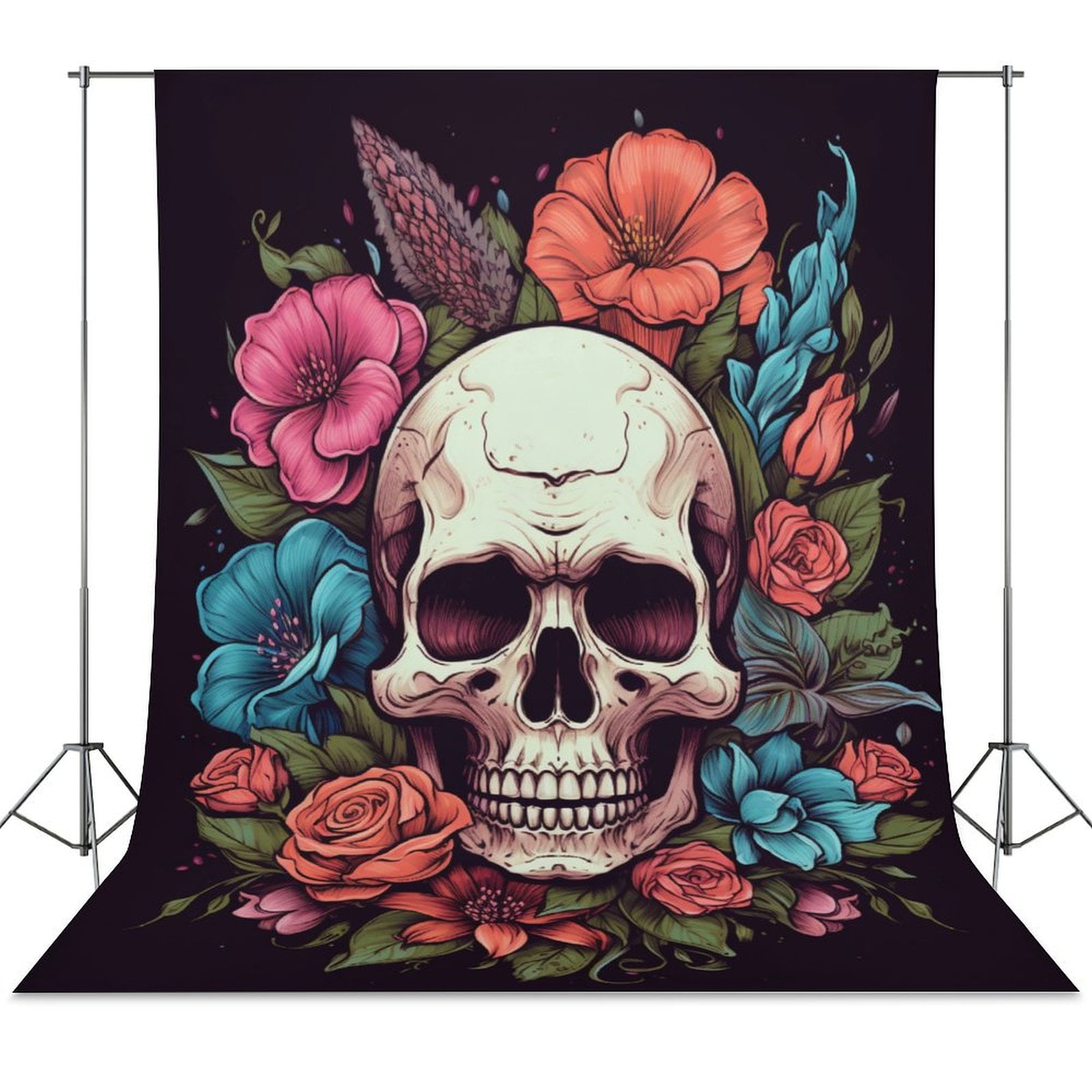 Colorful Flower Skull Backdrops for Photography Kids Adult Photo Booth ...