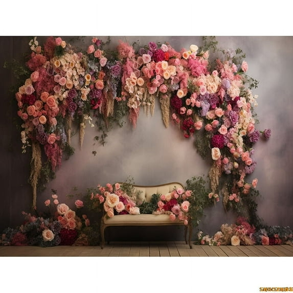 Colorful Flower Wall Photography Backdrops tic Rose Arch Wedding Bouquet Valtine's Day Photo Studio Background Props LH-2