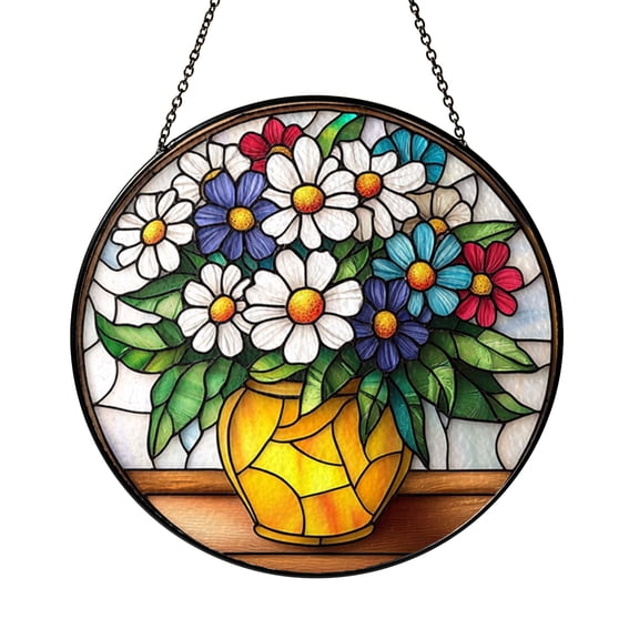 Colorful Flower Window Hanging – Vase Glass Art