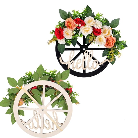 Colorful Flower Wreath with Hello for Indoor and Outdoor Decorations