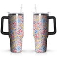 thumbnail image 1 of Colorful Flowers 40 OZ Tumbler Cup with Lid and Straw for Water Iced Tea Coffee Smoothie and More, 1 of 7
