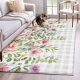 thumbnail image 1 of Colorful Flowers Area Rug 3x5 Washable Rug Non Slip Spring Floral Leaves Botanical Gray Plaid Large Area Rug Indoor Floor Carpet for Entryway Bedroom Kitchen Living Room Home Office Dining Room, 1 of 8