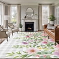 thumbnail image 1 of Colorful Flowers Area Rug 5x7 Washable Rug Non Slip Spring Floral Leaves Botanical Gray Plaid Large Area Rug Soft Stainresistant Indoor Floor Carpet for Living Room Bedroom Home Office Dining Room, 1 of 8