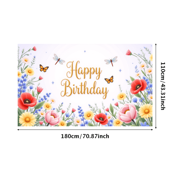 Colorful Flowers Banner Vibrant Design Butterfly Decoration for Garden Party Celebration Event Decor