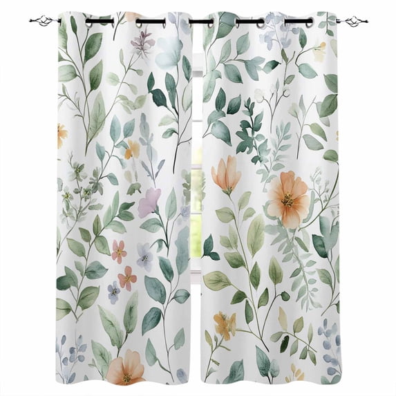 Colorful Flowers Blackout Curtains 96 Inches Long for Bedroom, Farmhouse Botanical Floral Herbs Thermal Insulated Room Darkening Black Out Window Curtain Panels Grommet Drapes for Living Room
