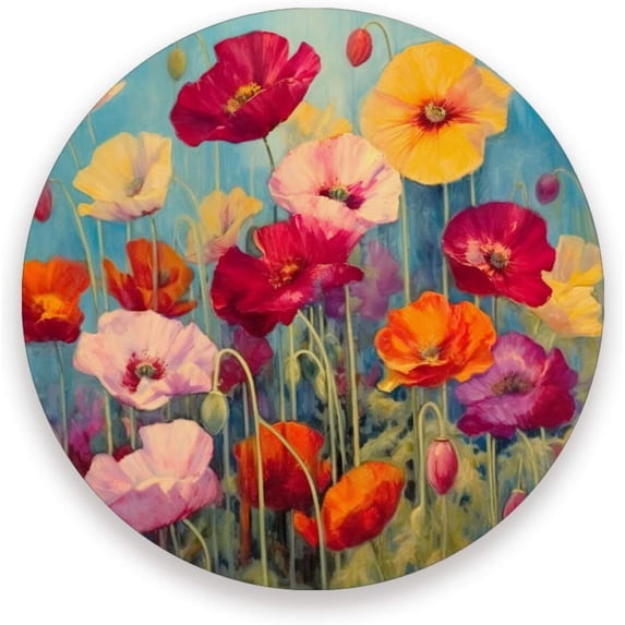 Colorful Flowers Blossom Coasters Absorbent Moisture Non-Slip Drink Coaster Ceramic Stone with Cork Base Desktop Protection Prevent Furniture Damage 2PCS Home Decor