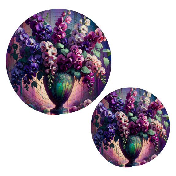 Colorful Flowers Bouquet Pot Holders Trivets Set of 2 Cotton Hot Pads Mats for Hot Dishes Pots Pans Kitchen Cooking 7" 9.5"