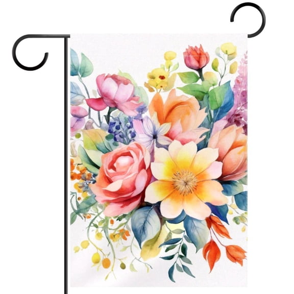 Colorful Flowers Composition Double Sided Garden Flag Decorative Weather Resistant Yard Flag, Large DIY Vertical Flag for Farmhouse Patio Lawn, 28x40 Inch