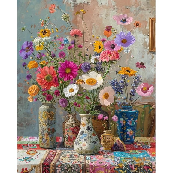 Colorful Flowers Diamond Painting Kits for Adults, 5D Full Drill DIY Diamond Art, Gem Art Craft for Relaxation, Home Wall Decor Gift, 12x16 Inch