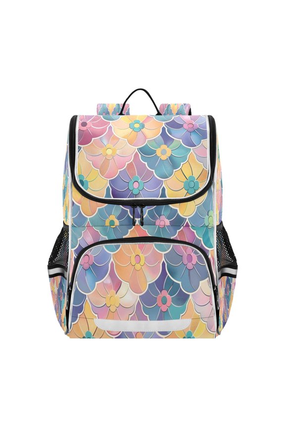 Colorful Flowers Flat Pattern Backpack Purse Daypack Book Bag Fashion Accessories Unisex 15L for Commute Travel School