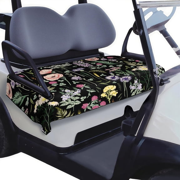 Colorful Flowers Golf Cart Seat Protector 51x31, Easy Install Towel Style Cover for Universal Golf Cart Front Bench Seats