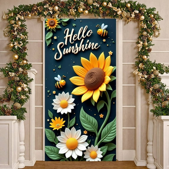 Colorful Flowers Hummingbird Banner Butterfly Accent Floral Backdrop Spring Vibrant Petals Garden Display for Garden Party Spring Decoration Wedding Backdrop