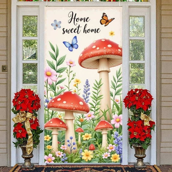 Colorful Flowers Hummingbird Banner Butterfly Accent Floral Backdrop Spring Vibrant Petals Garden Display for Garden Party Spring Decoration Wedding Backdrop