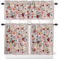 thumbnail image 1 of Colorful Flowers Kitchen Curtains and Valances Set, Rod Pocket Curtains Tier Farmhouse Window Curtains 24 Inch Length, Spring Botanical Plants Light Pink 3 Piece Kitchen Curtains Set, 1 of 6