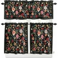 thumbnail image 1 of Colorful Flowers Kitchen Curtains and Valances Set, Rod Pocket Curtains Tier Farmhouse Window Curtains 24 Inch Length, Spring Summer Botanical Plants Rustic 3 Piece Kitchen Curtains Set, 1 of 6