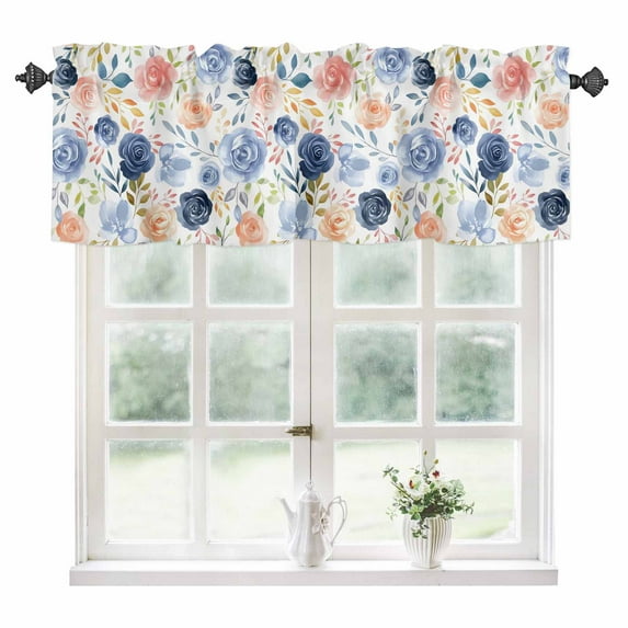 Colorful Flowers Kitchen Valances for Windows 54x18 Inch Kitchen Curtains Valances Rod Pocket Watercolor Botanical Farmhouse Floral Bathroom Window Valances for Window Treatment Decor