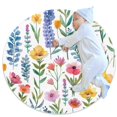 Colorful Flowers Meadow Watercolor Pattern NonSlip Area Rug Small