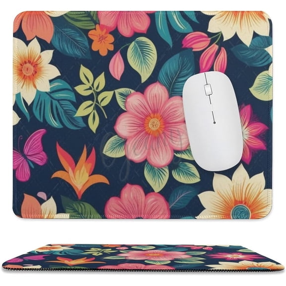 Colorful Flowers Mouse Pad, Personalized Premium-Textured Custom Mouse Mat Design, Washable Mousepad, Non-Slip Rubber Base Computer Mouse Pads for Wireless Mouse 10"x12"