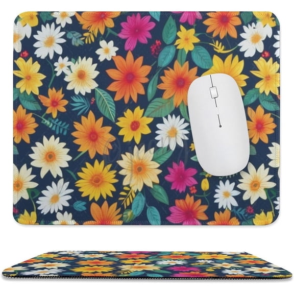 Colorful Flowers Mouse Pad, Personalized Premium-Textured Custom Mouse Mat Design, Washable Mousepad, Non-Slip Rubber Base Computer Mouse Pads for Wireless Mouse 10"x12"