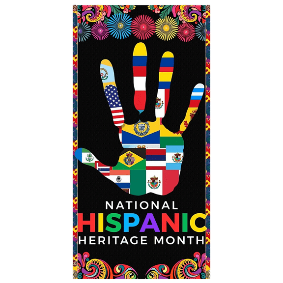 Colorful Flowers National Hispanic Heritage Banner Festival Decoration for Celebration Cultural Event Outdoor Decor