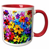 3drose, Colorful Flowers on a Flowerbed in the Summer Garden. Floral Gift, 11oz Two-tone Red Mug