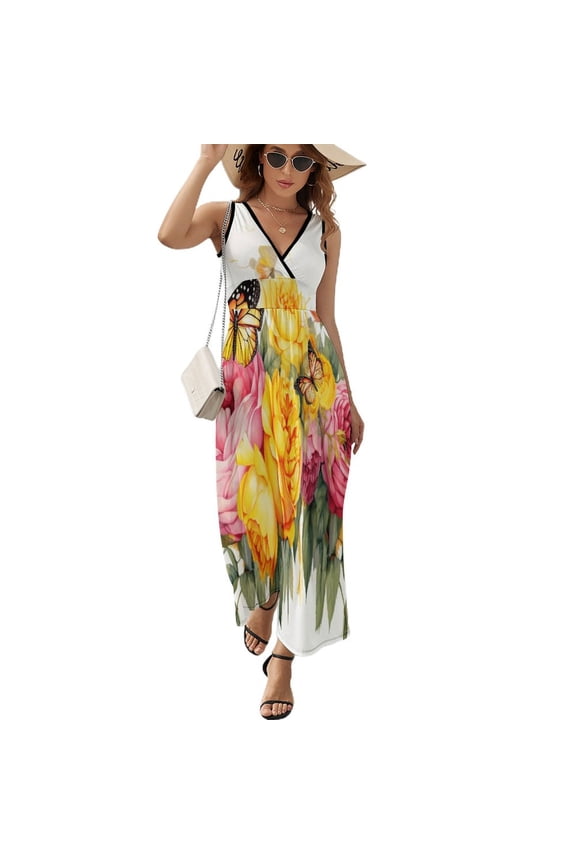 Colorful Flowers Pattern Design Sleeveless Dress Summer Clothes for Women Women's Clothing 2025