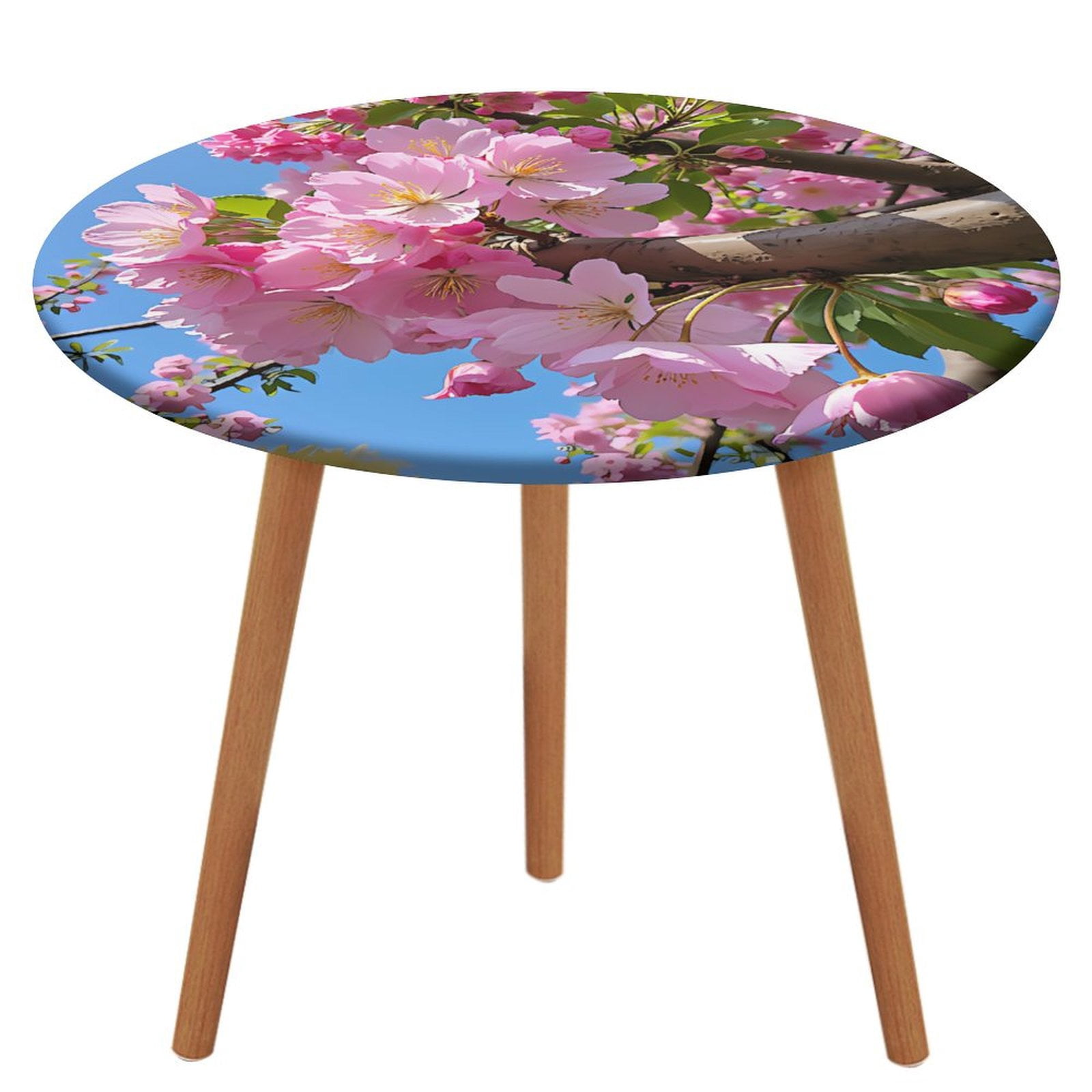 Colorful Flowers Pattern Round Tablecloth Waterproof Elastic Table ...