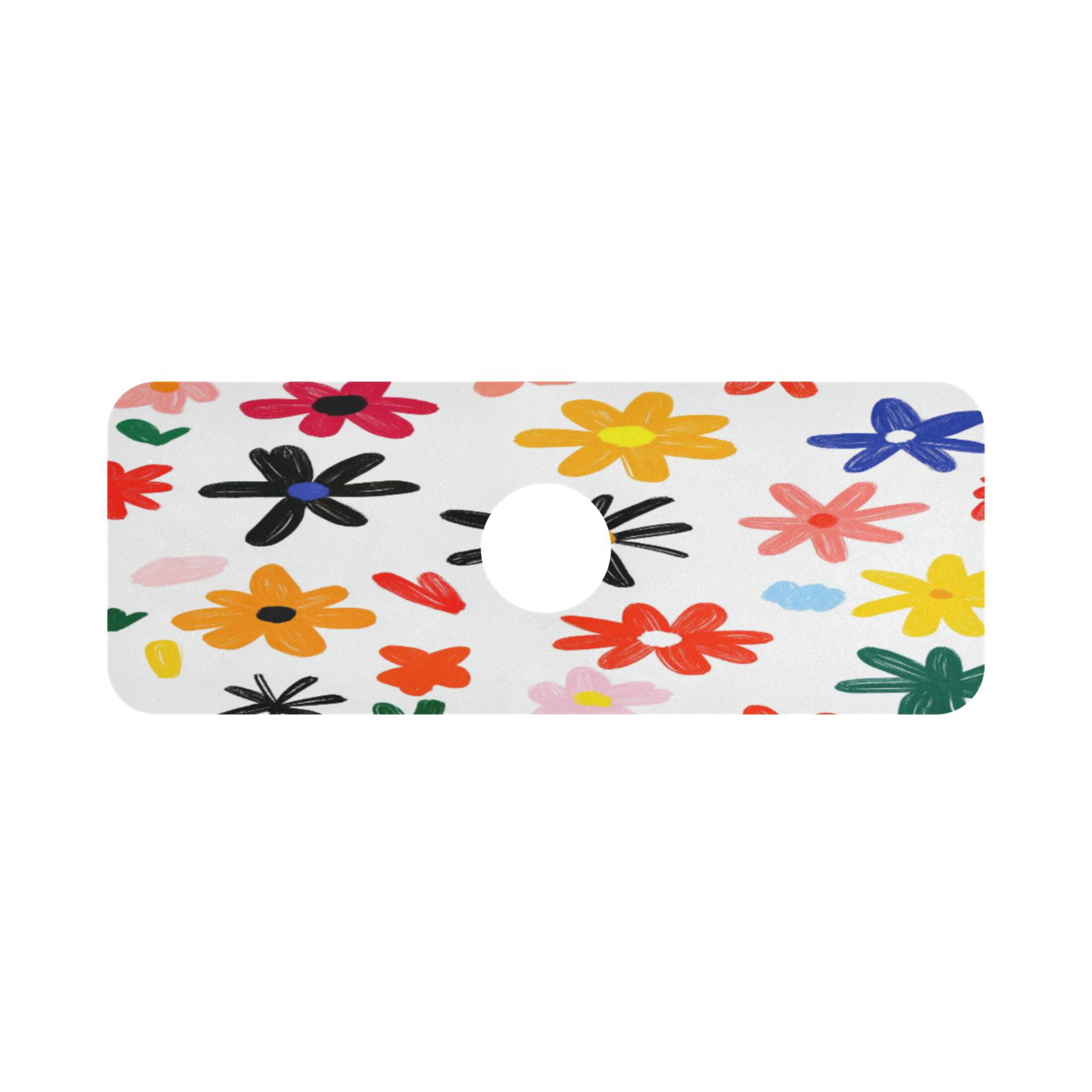 Colorful Flowers Pattern Single Compact Faucet Drying Pad 14.7x5.4in ...